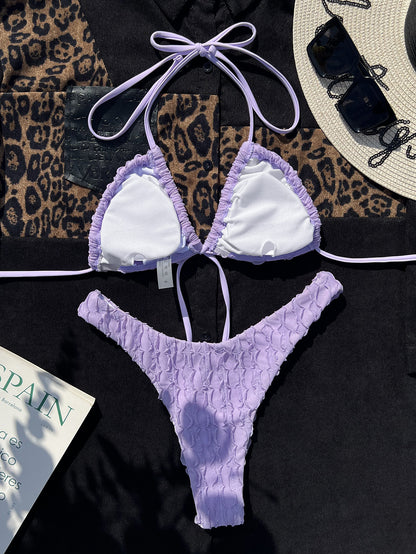 Traje de baño dividido con pétalos tridimensionales, bikini sexy con vendaje.