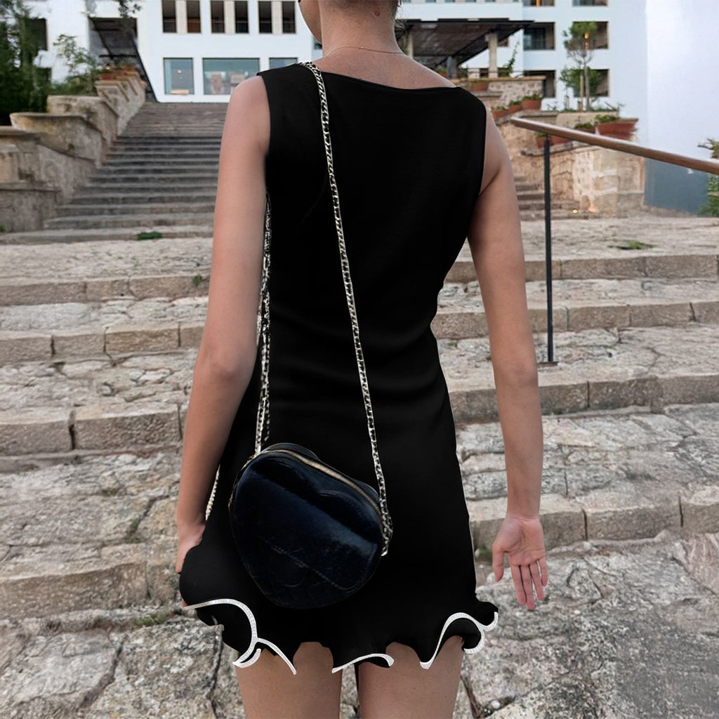 Spring Summer Elegant Lady Sleeveless Woolen Dress Dinner Dress Women Clothing CKK