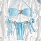 Metal Shell Decoration Solid Color Tied Sexy Split Two Piece Set Direct Bikini Chimie