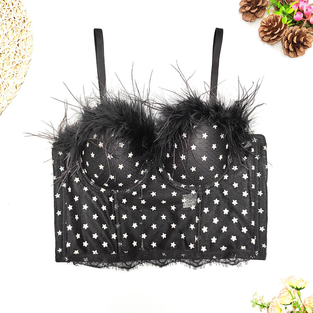 Vest Feather Corset Waist Short Breathable Strap Body Shaping Small Star Wrapped Chest Thin Kanuner