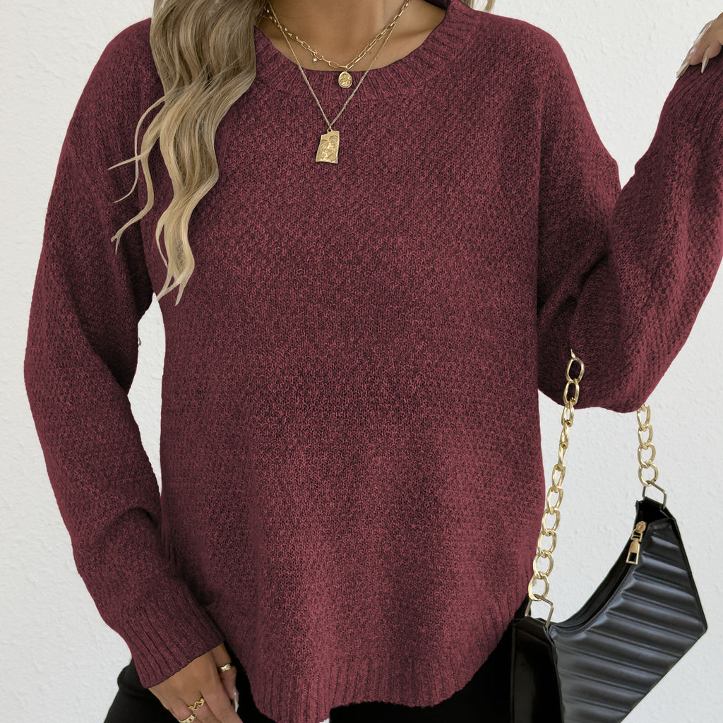 Pull-over femme automne-hiver en velours tissé, style décontracté, col rond.