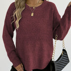 Pull-over femme automne-hiver en velours tissé, style décontracté, col rond.