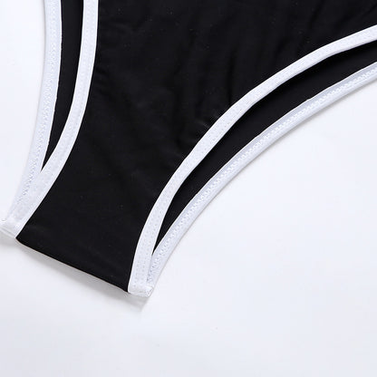 Swimsuit One-Piece Bikini Women Solid Color Swimsuit Mesh Two Piece Set Swimsuit
