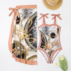 Maillot de bain deux pièces multicolore imprimé en maille longue, robe de bain conservatrice pour femme