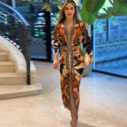 Robe imprimée moulante à manches courtes et col en V pour femme, collection printemps