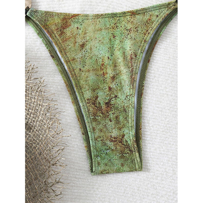 Bikini triangular sexy con cordones para mujer, traje de baño dividido para playa, primavera