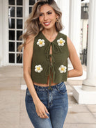 Army Green 4 White Flowers