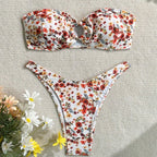 Summer Women Spaghetti Strap Tube Top Backless Sexy Seaside Beach Vacation Swimsuit Set OLam