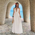 Women Summer Elegant Elegant Tube Top Solid Color Maxi Dress Dee