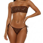 Metal Dot Tube Top Sexy Split Banded Bikini Swimsuit CSC