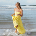 Women Tube Top Dress Summer Yellow Small Sleeveless Elegant Elegant Sexy Dress Yiskiss