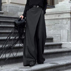 Retro Minority Irregular Asymmetric High Waist Wide Leg Pants Loose Office Trousers