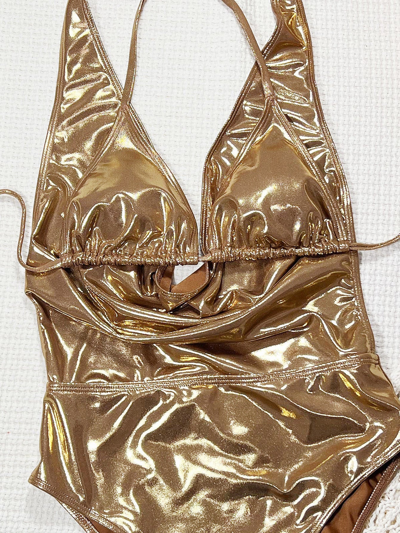 Bikini Golden Strap One Piece Swimsuit DOUBLEOUT