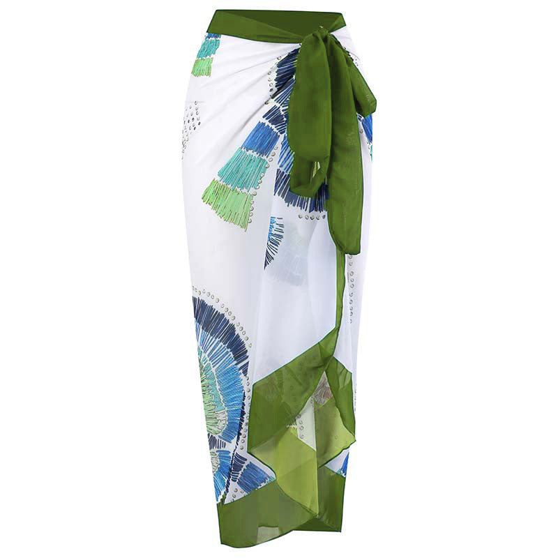 Green Bird Wrap Skirt