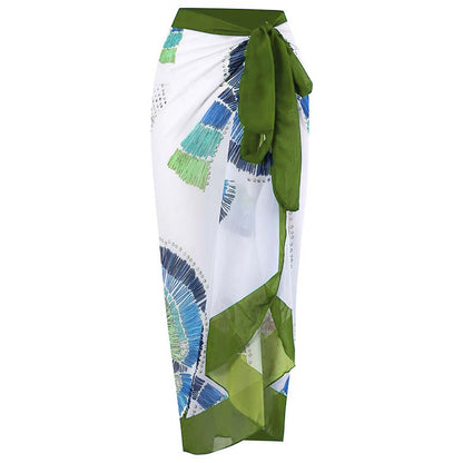Green Bird Wrap Skirt