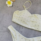 Tube Top with Diamond Solid Color Low Waist Bikini Sexy Split Swimsuit Bikini Thunder