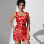 Vestido de discoteca para mujer, sexy, ajustado, con lentejuelas, corto