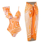Traje de baño sexy para mujer, traje de baño de primavera con un hombro, conjunto de falda de playa dividida de gasa