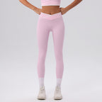 Cross High Waist Contrast Color Tight Nude Feel Fitness Trousers No Pilling Outer Wear No Embarrassment Line Running Yoga Clothes Yevki