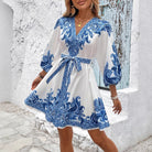 White Background with Blue Print
