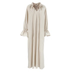 Gentle French Design Split Lace up Maxi Dress Women Office Long Linen Dress
