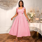 Vestido elegante de mujer con lazo en jacquard, cintura alta, estilo swing, para cóctel, noche, fiesta