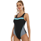 Traje de baño deportivo de una pieza a juego para mujer, traje de baño conservador multicolor