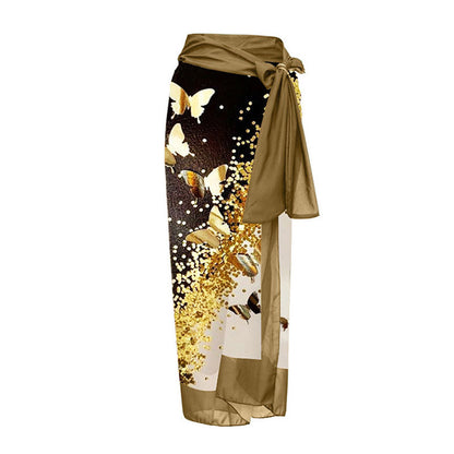 Yellow Butterfly Wrap Skirt