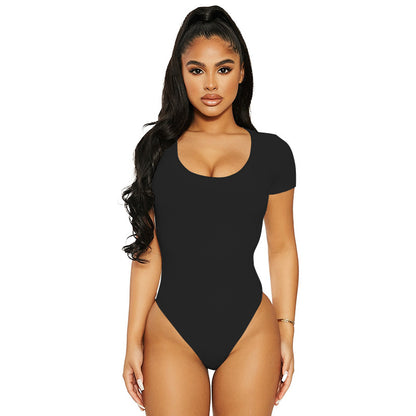 Fall Trendy Women Clothing Sexy Slim Fit Rayon U Neck Long Sleeved Adult Bodysuit