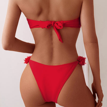 Tube Top Strapless Split Swimsuit Women Sexy Split Swimsuit Summer Beach Bikini Sets