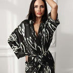 Robe longue ample et décontractée pour femme, cardigan imprimé en soie artificielle, collection automne