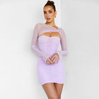 Robe sexy à manches longues et élégante pour femme, coupe slim et design épuré