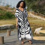 Robe de plage ample imprimée en rayonne, robe longue, protection solaire, bikini