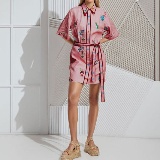 Women Clothing Casual Printing Shirt Cardigan Dress Women