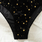 Swimsuit Women Summer Split High Waist Velvet Star Black Spring Swimsuit
