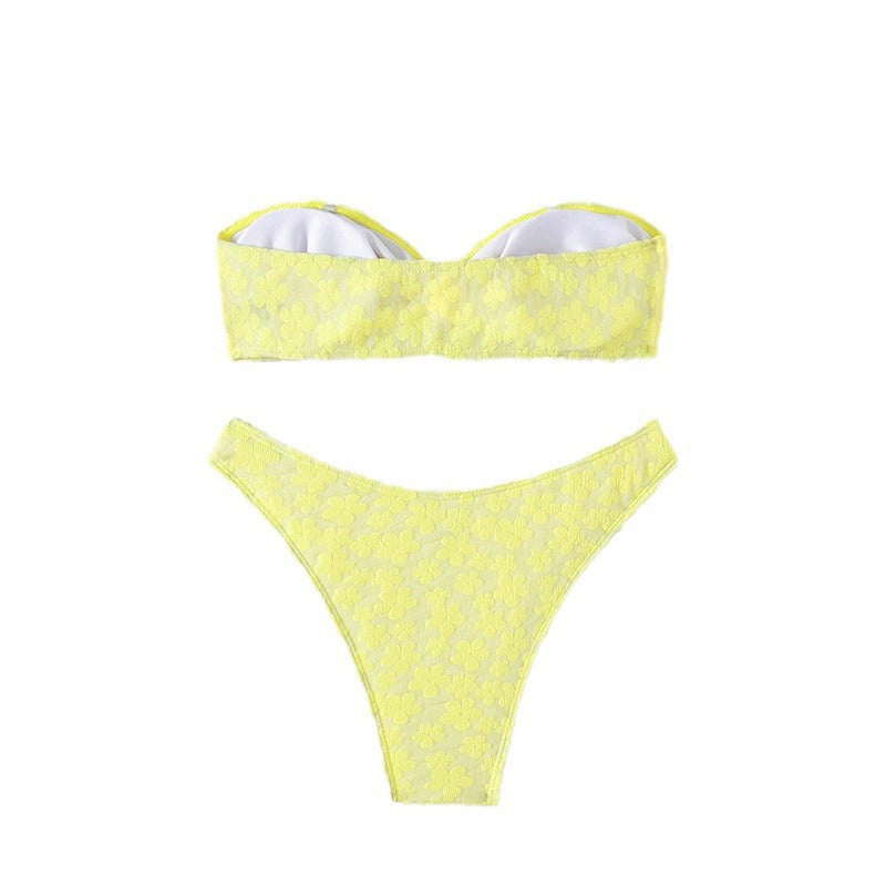 Traje de baño Bikini Estampado Sexy Top de Tubo Bikini Dividido Traje de baño para Mujer