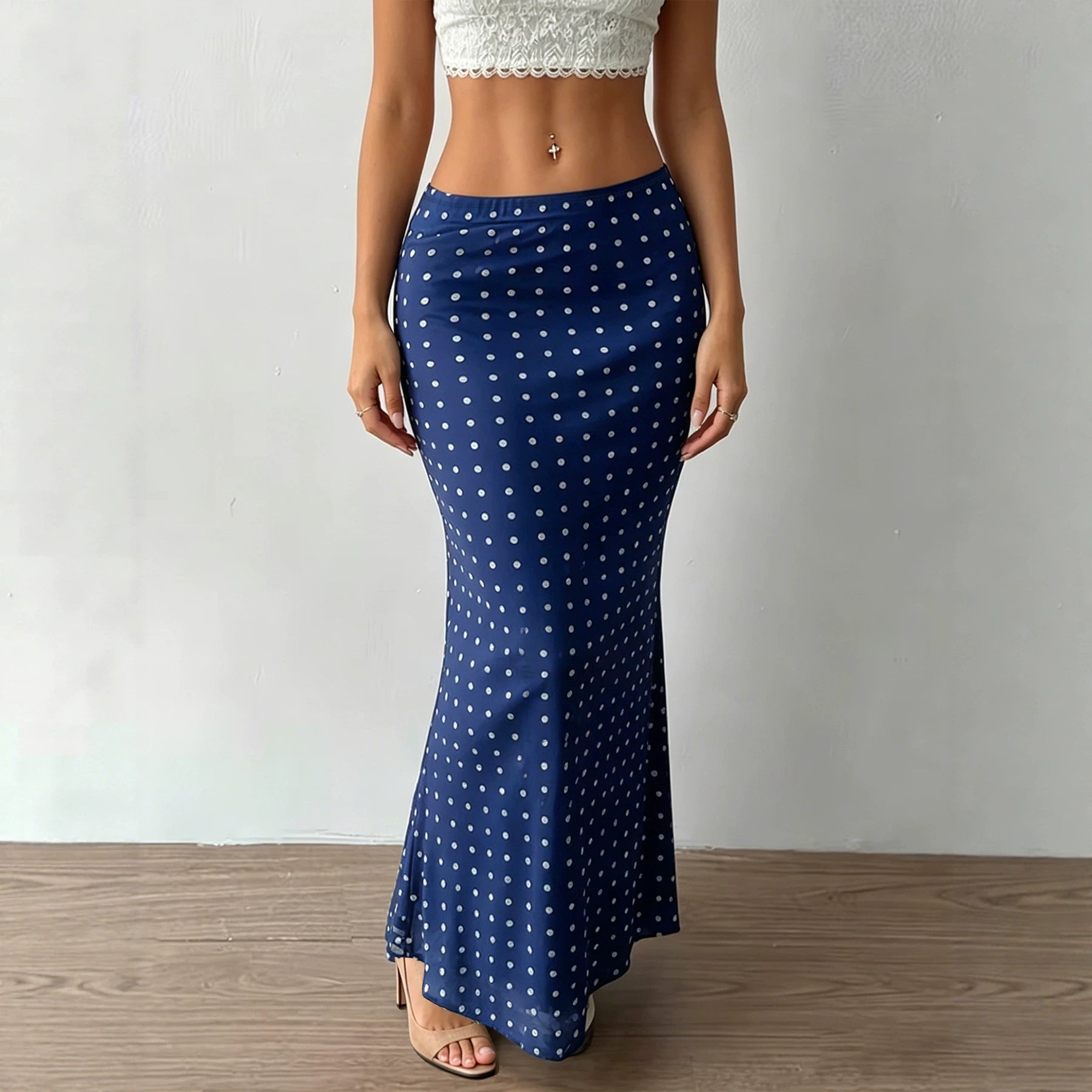 Summer Women Clothing Sexy Dot Mesh Skirt Slim Fit Sheath Skirt George