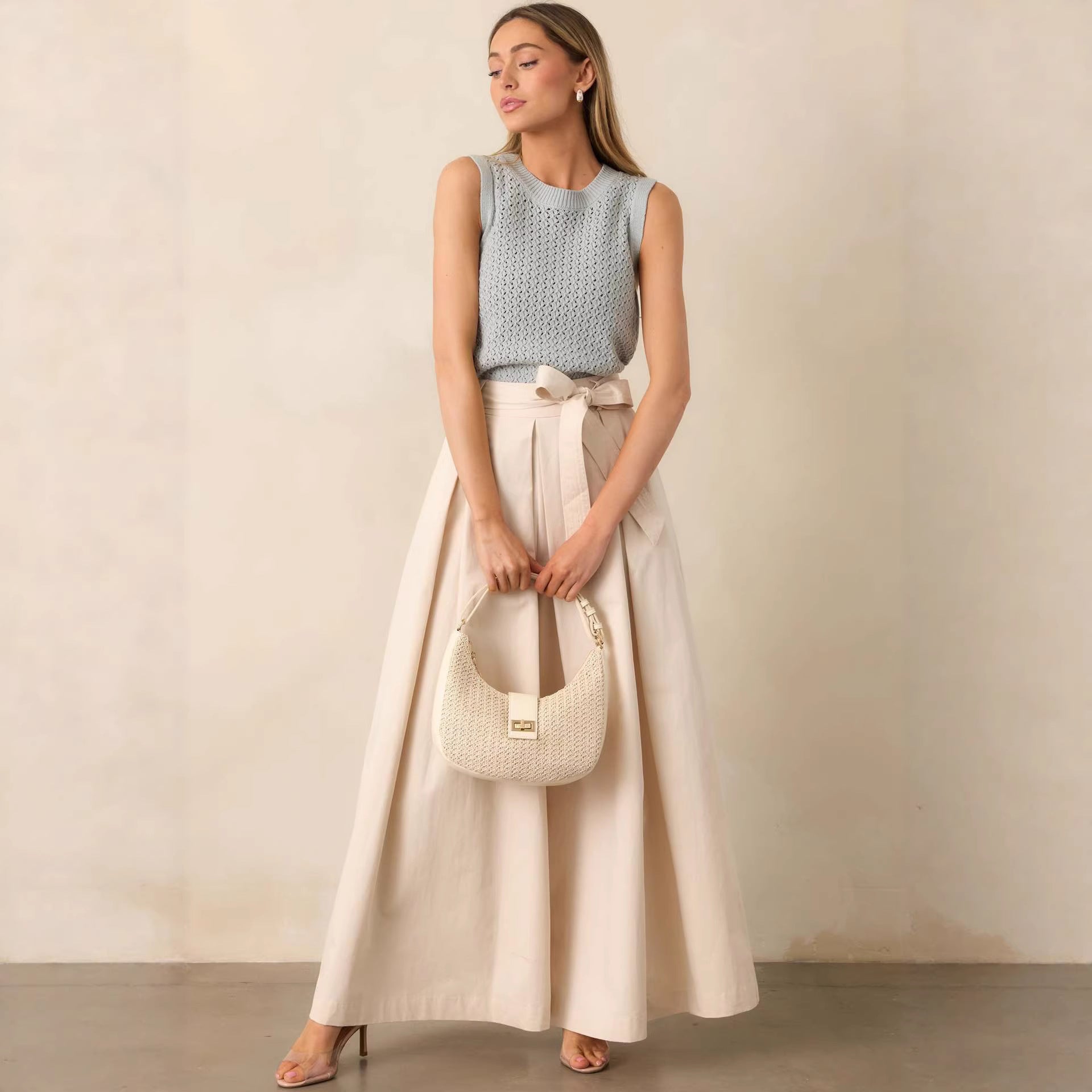 Women Spring Autumn Apricot Straight Leg Pants EverBillion