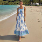 Swimsuit Fresh Blue Printed One Piece Swimsuit Set Women ShineRealm