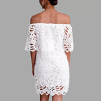 Spring Summer Lace Mid Sleeve Office Dress Tube Top Dress SCC