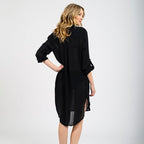 Woven Crepe Shirt Hidden Hook Beach Cover up Bikini Coat Shirt Swimsuit Cardigan Women EvenStar