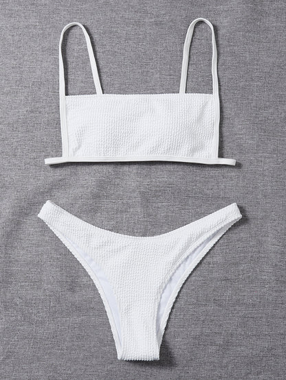 Solid Color Swimwear Sexy Low Waist Bikini Lady Simple Split Swimsuit
