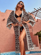 Summer Thin Lace Cardigan Sexy Mesh Beach Cover up Bikini Cover up Skirt Long YTCYZ
