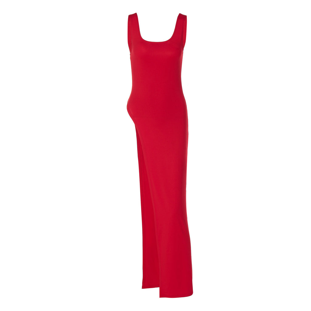 Robe d'été à bretelles fendues et coupe ajustée pour femme