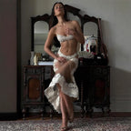 Summer Women Mesh Lace Lace Spaghetti Strap Dress See through Sexy Nightdress Vacation Maxi Dress