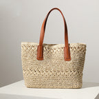 Woven Bag Women Straw Bag Elegant One Shoulder Straw Bag Portable Large Capacity Rattan Weave Bag Same Vacation Beach Bag EaseWoven