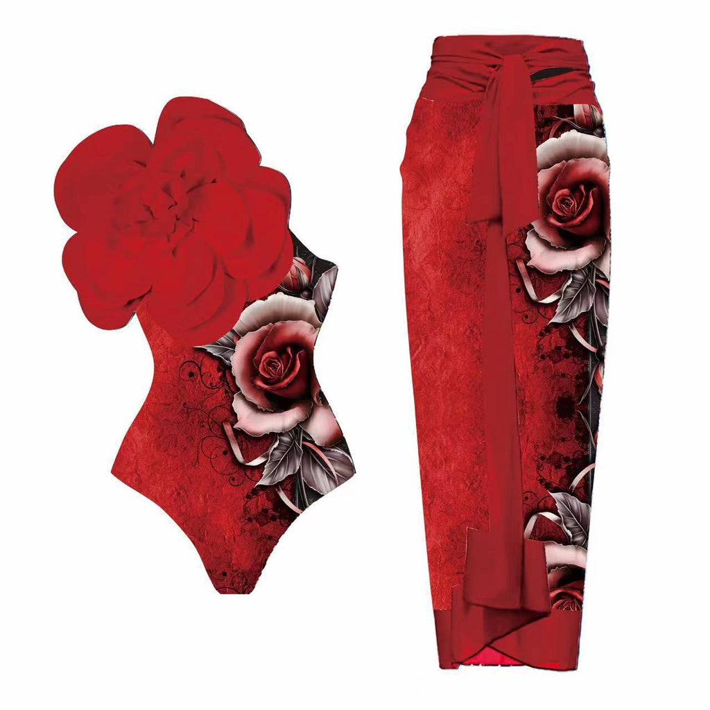 Maillot de bain une pièce pour femme, slim, amincissant, grande tenue florale, robe en mousseline de soie