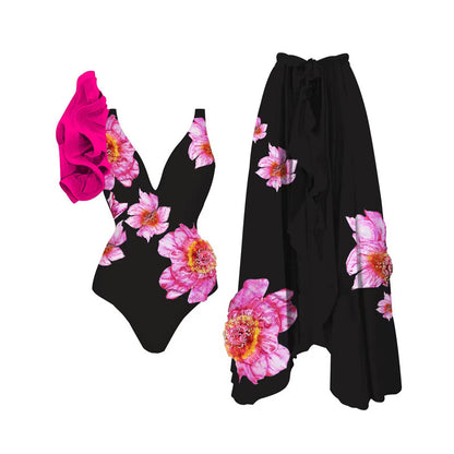 Traje de baño de una pieza con estampado para mujer, estilo europeo, estilo retro francés, para adelgazar el vientre.