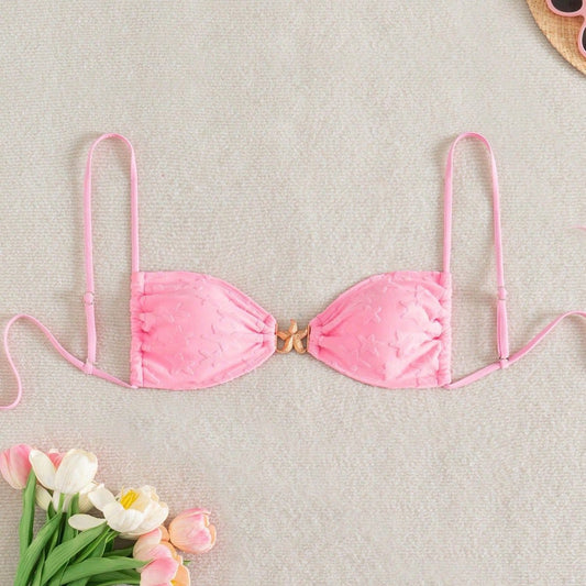 Lace up Sexy Bikini Special Fabric Bikini Swimsuit Women Solid Color Bikini