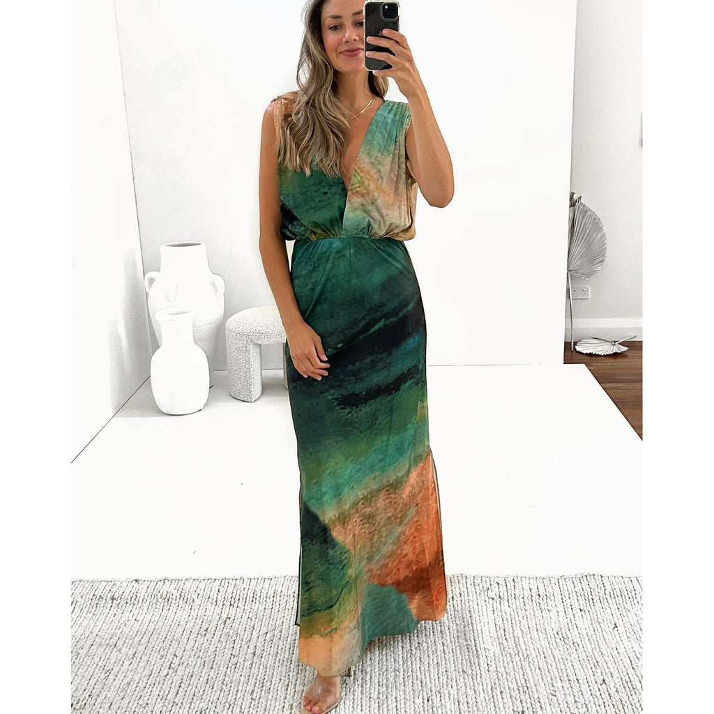 Enter Spring Summer Sexy Backless Slit Dress Loose Vacation Women Clothing Dress Oyrina